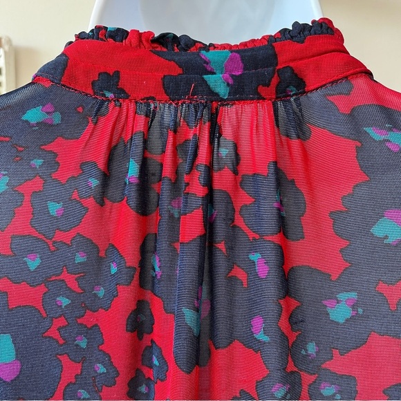 FREE PEOPLE Dopamine Boho Love Letter Oversized Flowy Red Floral Tunic Top Sz M - Picture 10 of 17